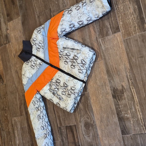 Central Park West Wesley Snakeskin Print Full Zip Puffer Jacket, XS - Picture 4 of 16